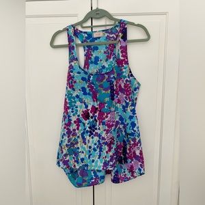 Floral print polyester racer back top